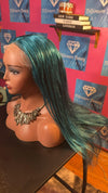 Blue green 24 inch lace front 13x4 HD glueless wig - Billionaire Beauty by Cee